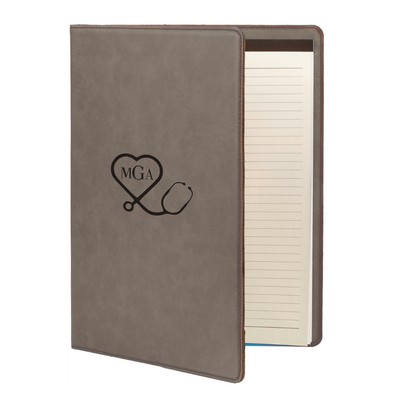 Medical Gray Leatherette Personalized Portfolio with Notepad