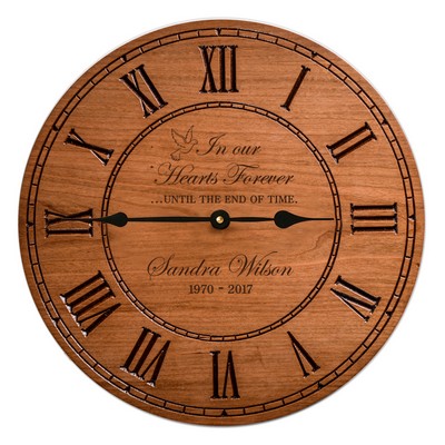 Memorial Cherry Wood Engraved Wall Clock