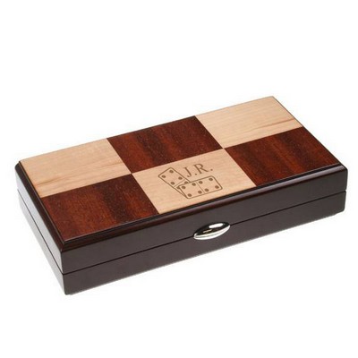 Monogrammed Rosewood and Maple Domino Set