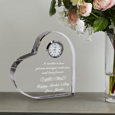 Mothers Love Quality Crystal Heart Clock