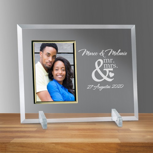 Mr and Mrs Glass Vertical 4" X 6" Photo frame