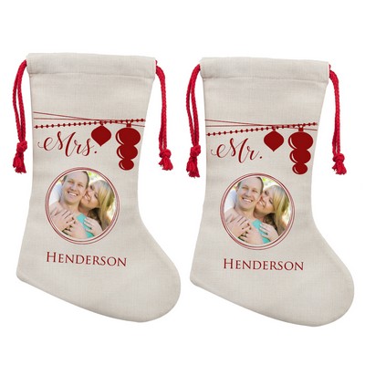 Mr and Mrs Personalized Photo Christmas Stocking for Couples