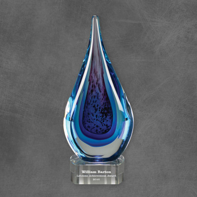 Multi Color Sculpted Glass Teardrop Award
