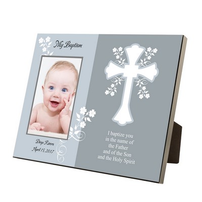 My Baptism Personalized Blue and Gray 4x6 Frame