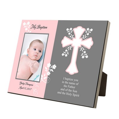 My Baptism Personalized Pink and Gray 4x6 Frame