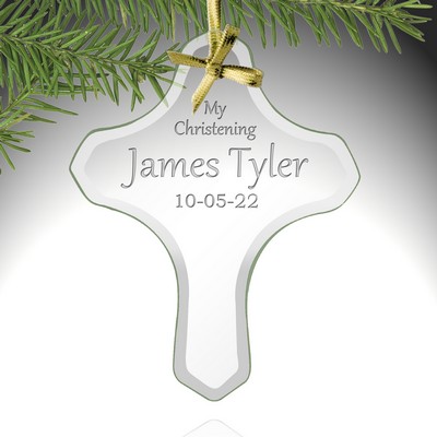 My Christening Personalized Cross Glass Christmas Ornament