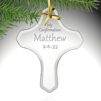 My Confirmation Personalized Cross Glass Christmas Ornament