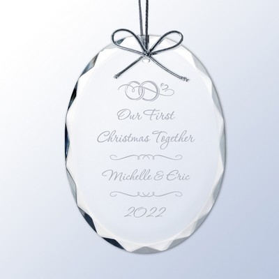 Newlyweds Personalized Crystal Christmas Ornament
