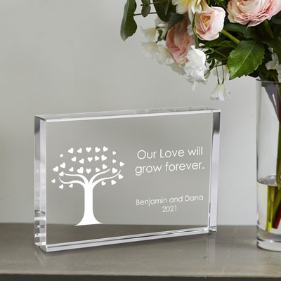 Our Love Will Grow Personalized Keepsake Crystal Plaque