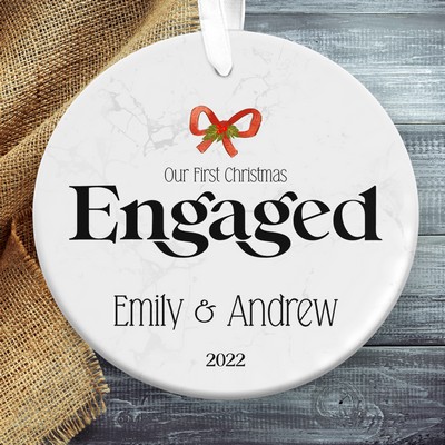 Our First Christmas Engaged Christmas Ornament, Personalized Engagement Gifts