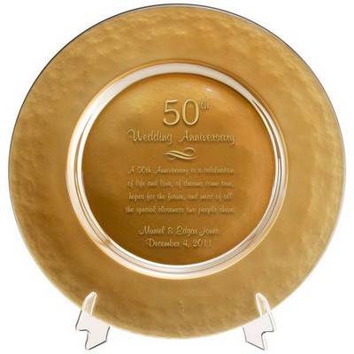 Personalized Gold Glass 50th Anniversary Plate