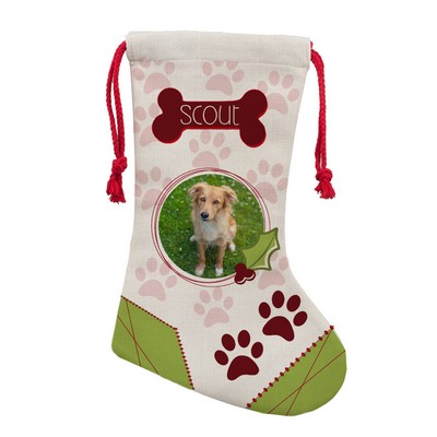 Paw Prints Personalized Photo Christmas Stocking for Pets