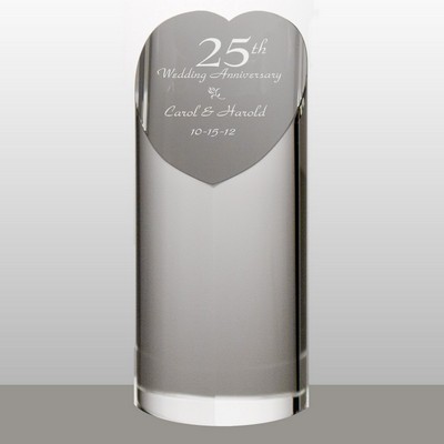 Personalized 25th Anniversary Crystal Heart