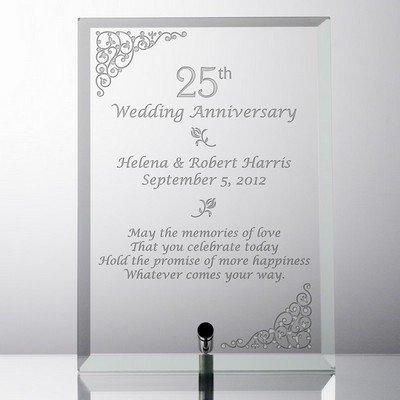 Personalized 25th Wedding Anniversary Glass Plaque