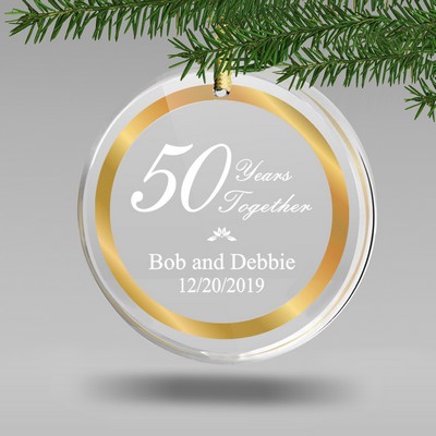 Personalized 50th Wedding Anniversary Round Acrylic Ornament with Gold Rim