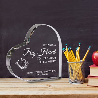 Personalized Crystal Heart Shaped Plaque for Teachers