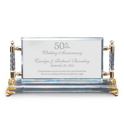 Personalized 50th Anniversary Gold Accent Crystal Plaque