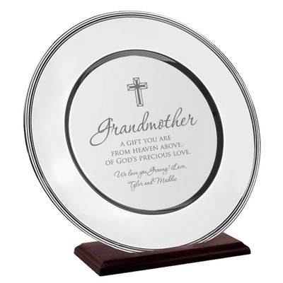 Beautiful Personalized Grandmother Silver Plate on a Wood Stand