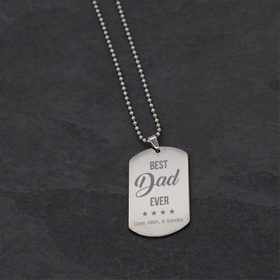 Personalized Best Dad Ever Dog Tag Necklace