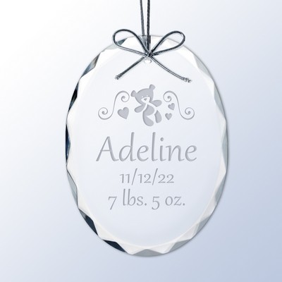 Personalized Birth Record Crystal Baby Christmas Ornament