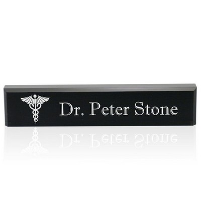 Personalized Black Acrylic Desk Name Plate for Doctors