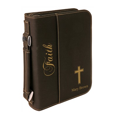 Faith Personalized Black Leatherette Bible Cover with Handle