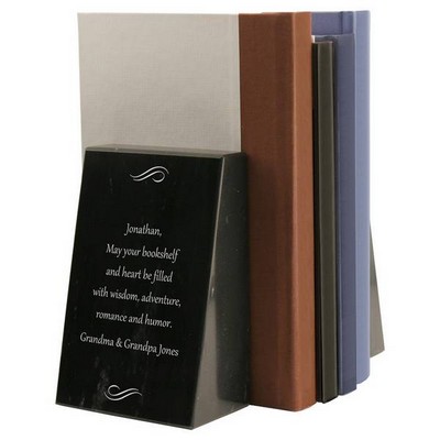 Personalized Black Marble Bookends