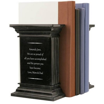 Personalized Black Marble Column Bookends