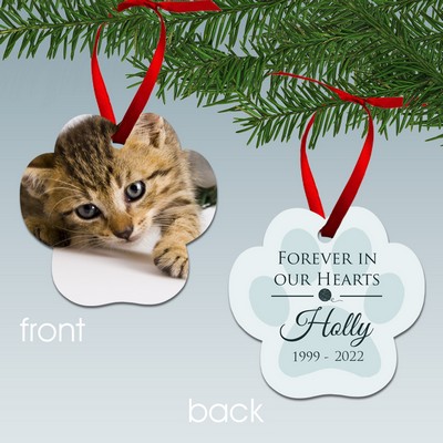 Personalized Cat Paw Print Memorial Photo Ornament
