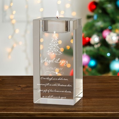 Personalized Christmas Memorial Remembrance Crystal Tea light Candle