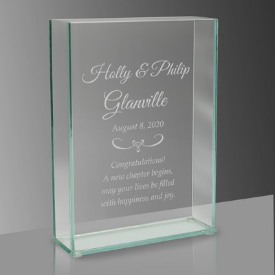 Personalized Couples Anniversary Rectangular Glass Vase