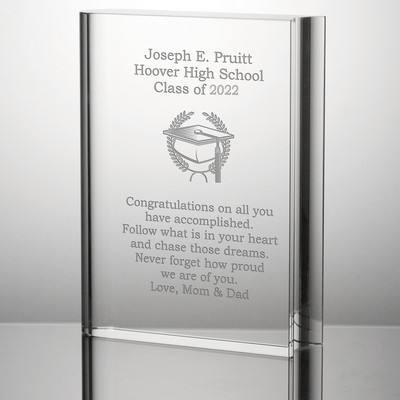Personalized Crystal Book Graduation Plaque