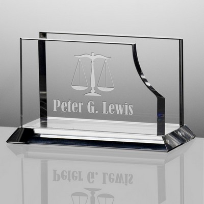 Personalized Crystal Desktop Business Card Holder for Lawyers