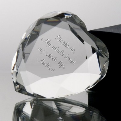 Personalized Crystal Heart Paperweight