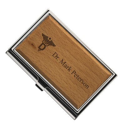 Personalized Dentist Wooden Business Card Case