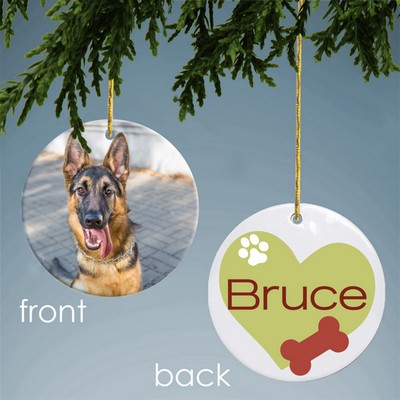 Personalized Dog Bone Photo Ornament