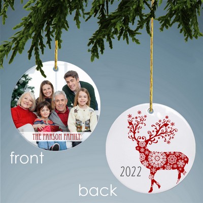 Personalized Family Reindeer Photo Ornament