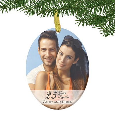 Personalized Glass 25th Anniversary Couples Photo Ornament