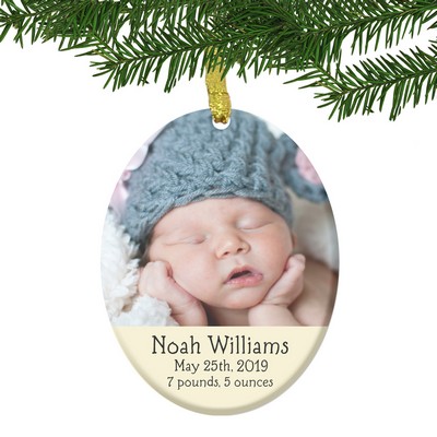 Personalized Glass Baby Birth Photo Ornament