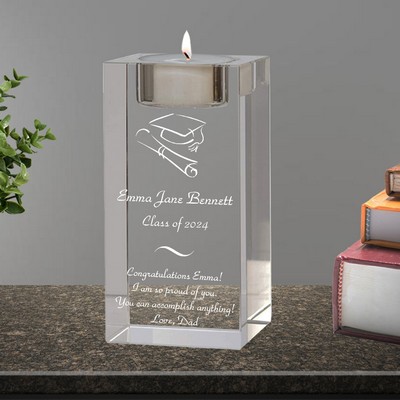 Personalized Crystal Candle Holder Graduation Gift