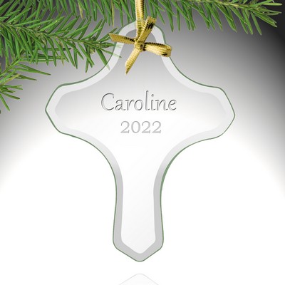 Personalized Glass Cross Christmas Ornament