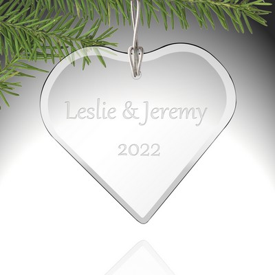 Personalized Glass Heart Shaped Ornament