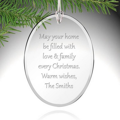 Personalized Glass Oval Christmas Ornament