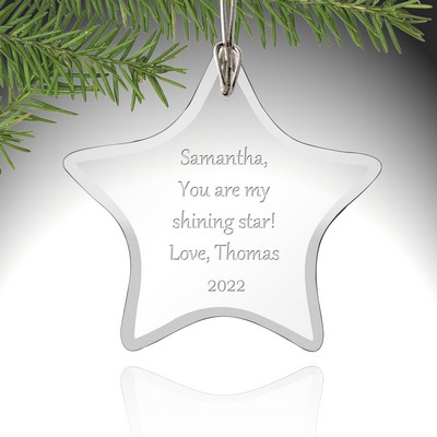 Personalized Glass Star Christmas Ornament