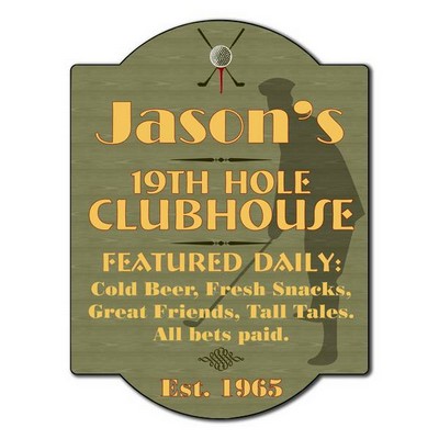 Personalized Golfers 19th Hole Clubhouse Sign