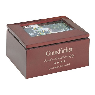Personalized Keepsake Box with Picture Frame for Grandfather