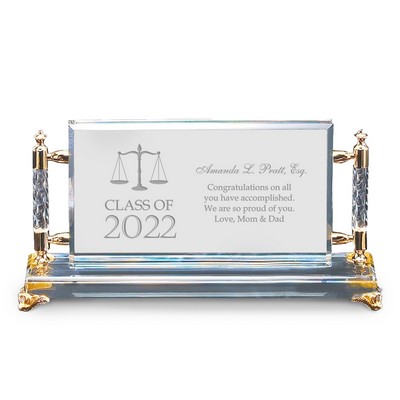 Unique Personalized Law School Graduation Gold Accent Crystal Plaque