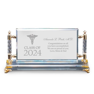 Remarkable Personalized Medical School Graduation Gold Accent Crystal Plaque