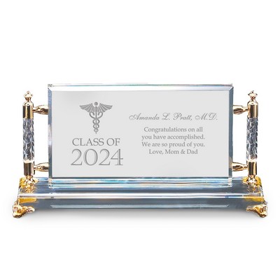 Personalized Medical Graduation Gold Accent Crystal Plaque 14178 tn