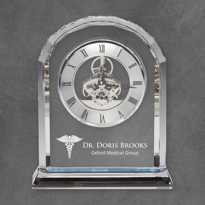 Personalized Medical Rounded Edge Crystal Clock for Doctors